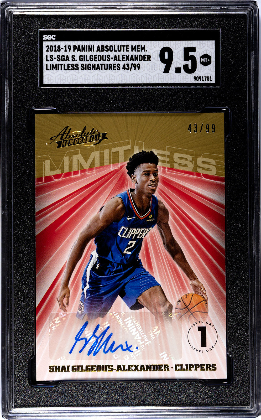 2018-19 Gilgeous Alexander Panini Absolute - SGC 9.5