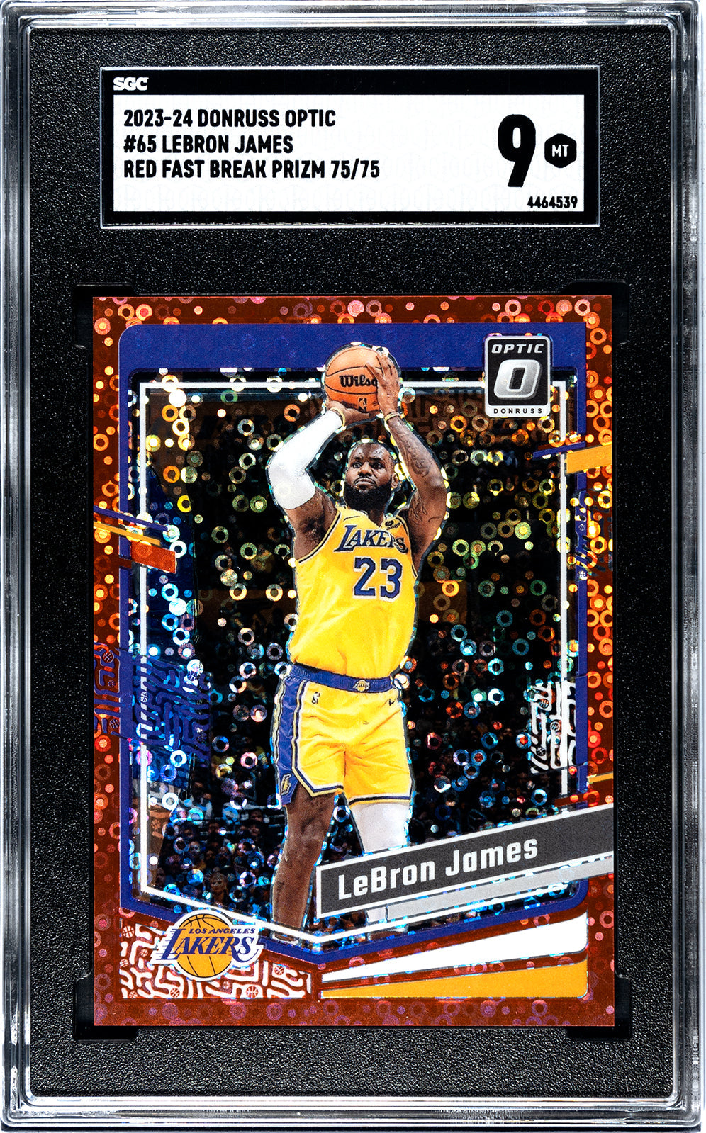 james_lebron_2023-24_donruss_optic_65_lebron_james_red_fast_break_prizm_75-75_sgc-grade-9_auth-4464539