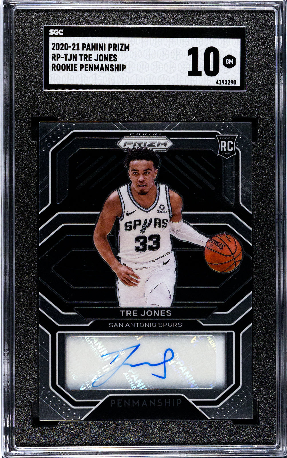 jones_tre_2020-21_panini_prizm_rp-tjn_tre_jones_rookie_penmanship_sgc-grade-10_auth-4193290