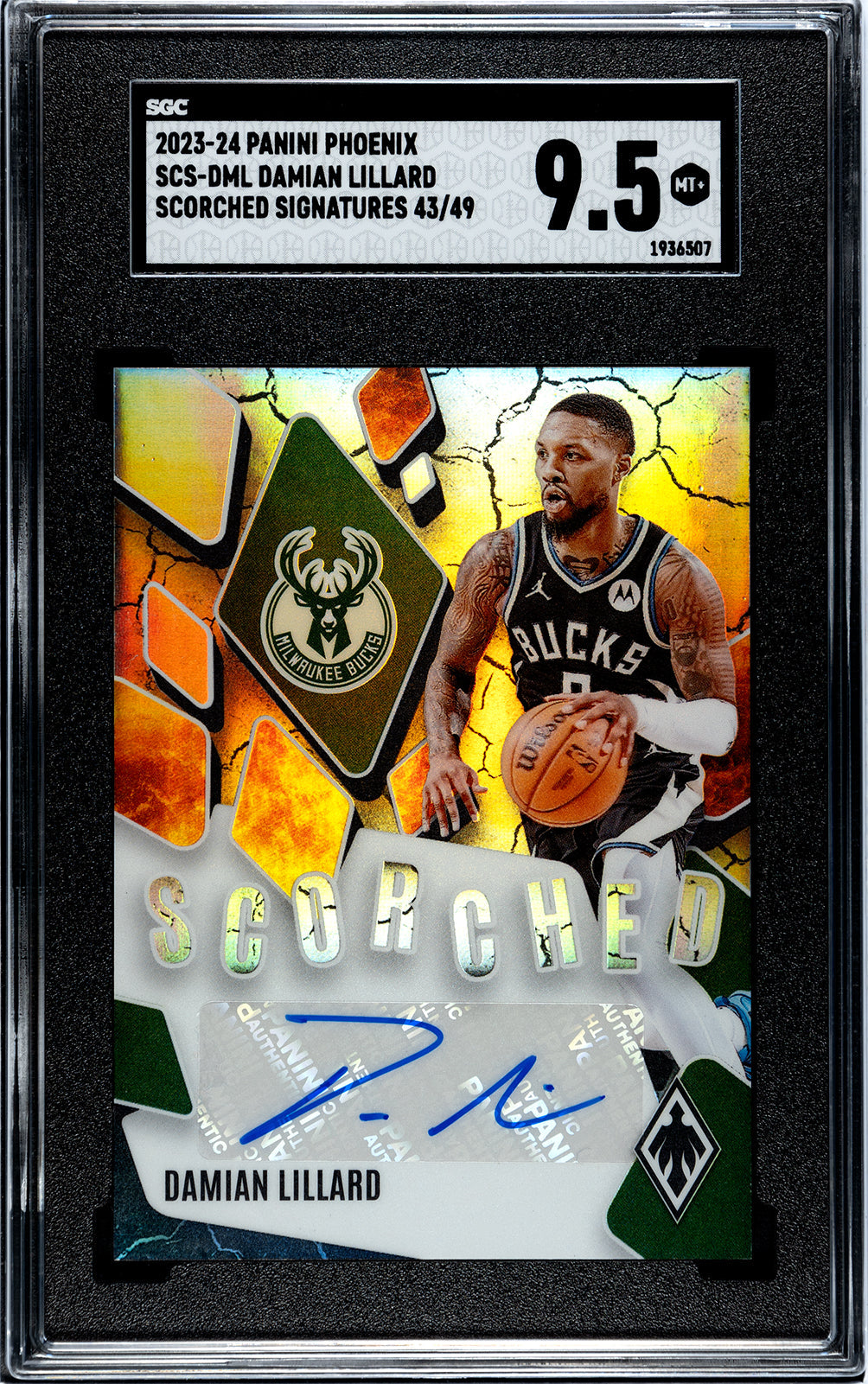 lillard_damian_2023-24_panini_phoenix_scs-dml_damian_lillard_scorched_signatures_43-49_sgc-grade-9pt5_auth-1936507