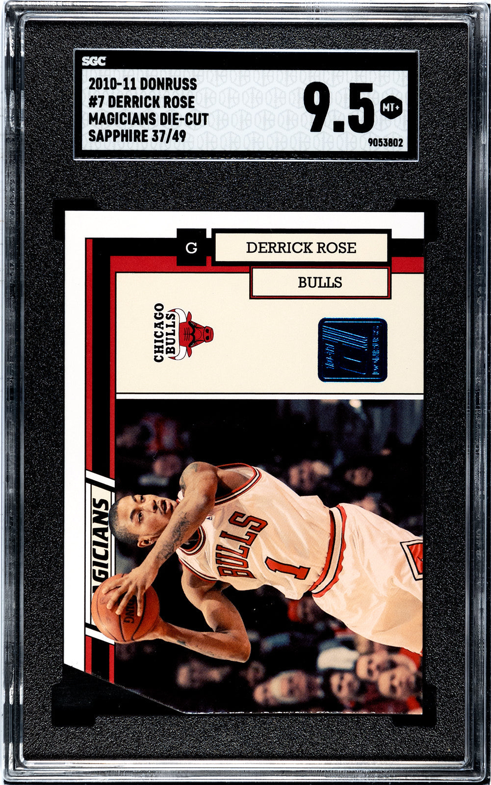 rose_derrick_2010-11_donruss_7_derrick_rose_magicians_die-cut_sapphire_37-49_sgc-grade-9pt5_auth-9053802